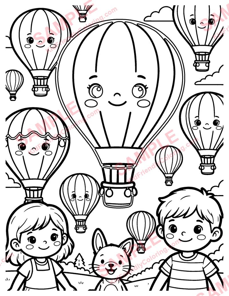 Hot Air Balloon Festival coloring page preview