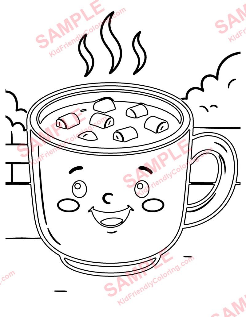 Hot Cocoa coloring page preview