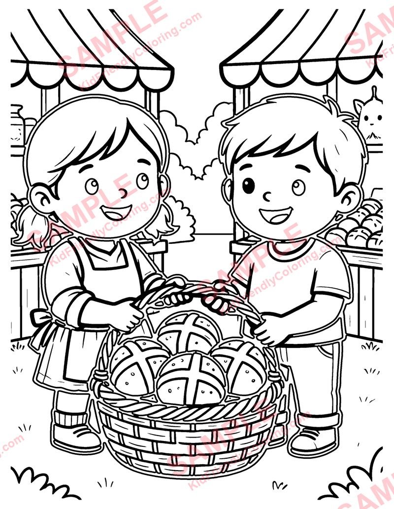 Hot Cross Buns Count coloring page preview