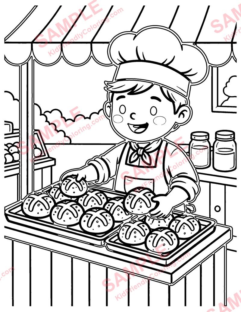 Hot Cross Buns coloring page preview