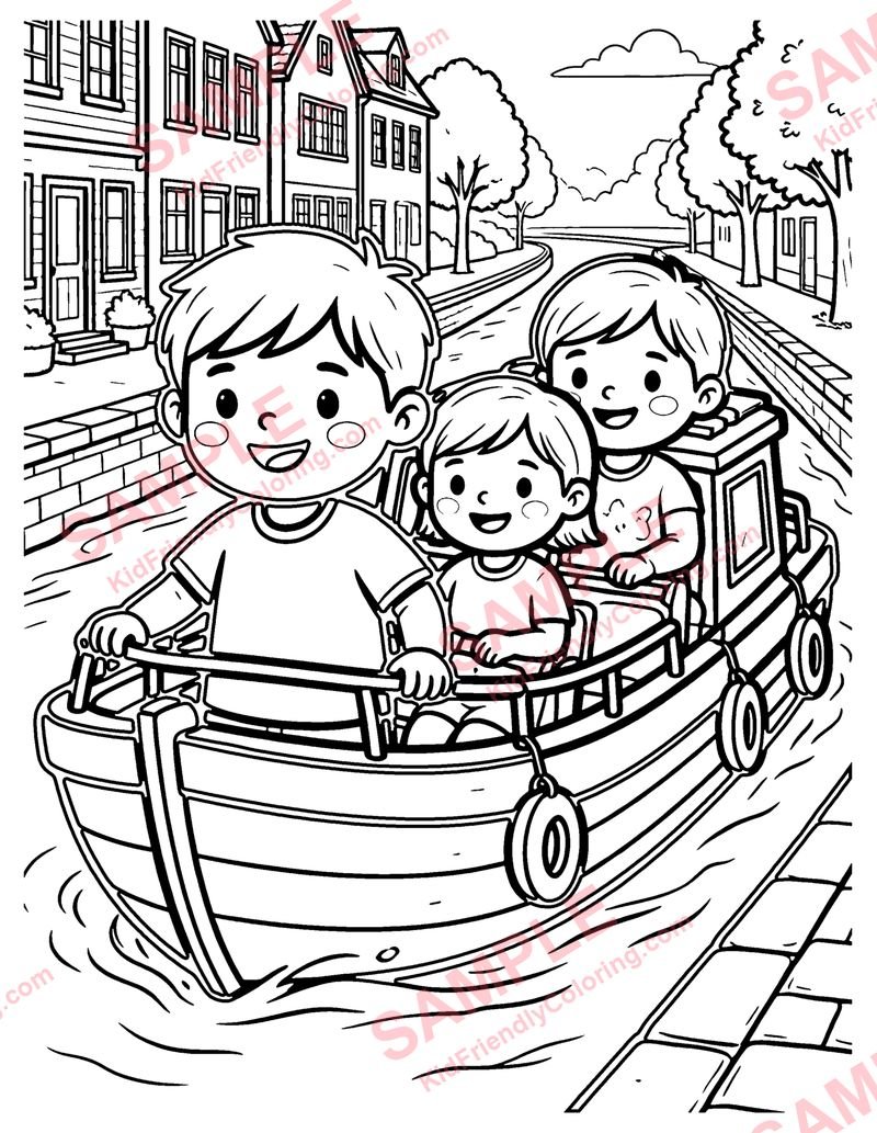 Houseboat coloring page preview
