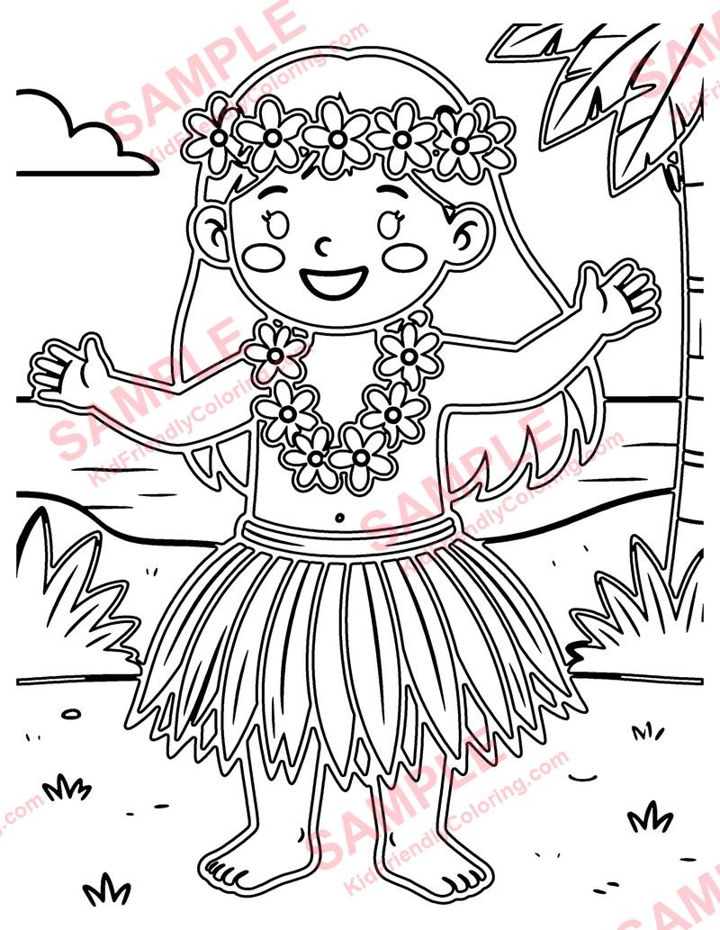 Hula coloring page preview