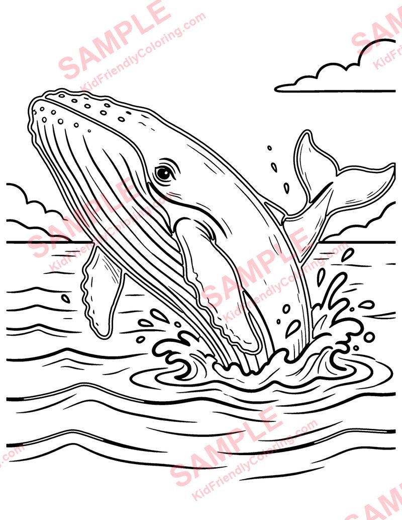 Humpback Breach coloring page preview