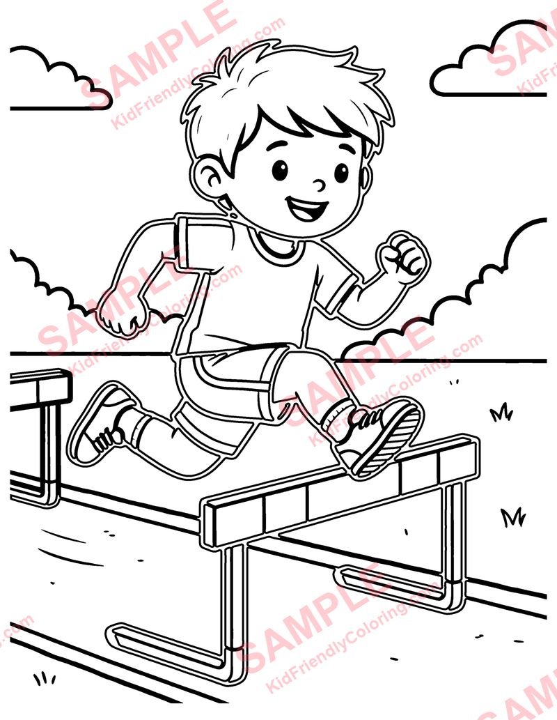 Hurdles coloring page preview