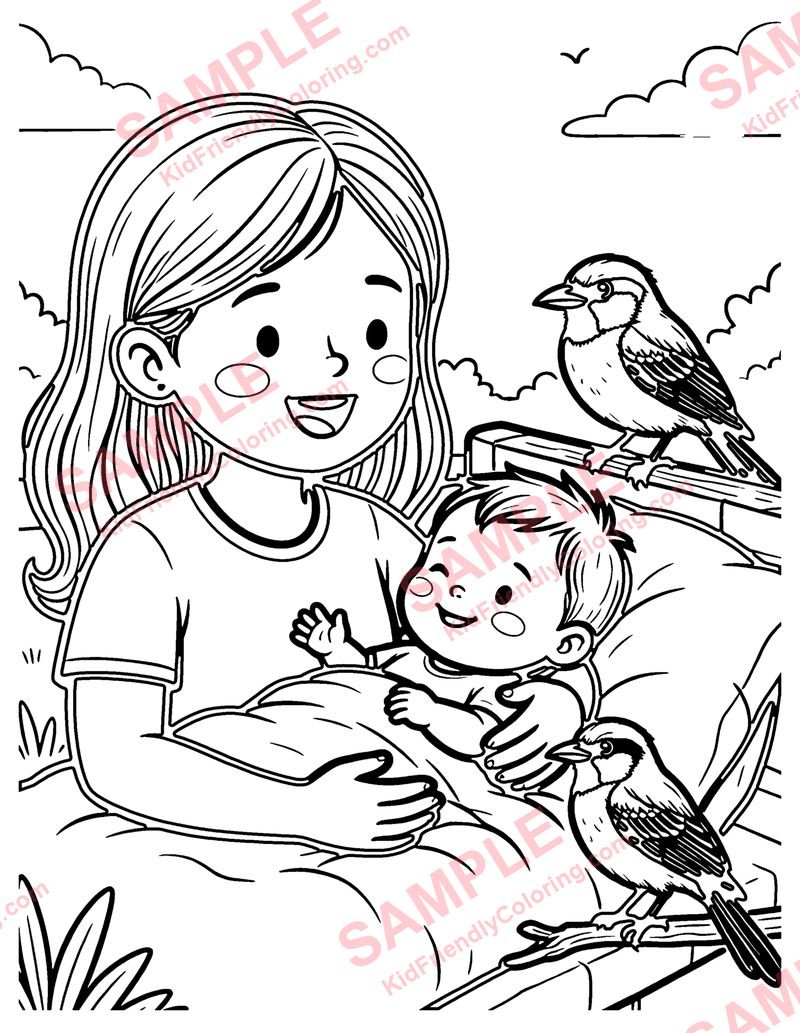 Hush, Little Baby coloring page preview