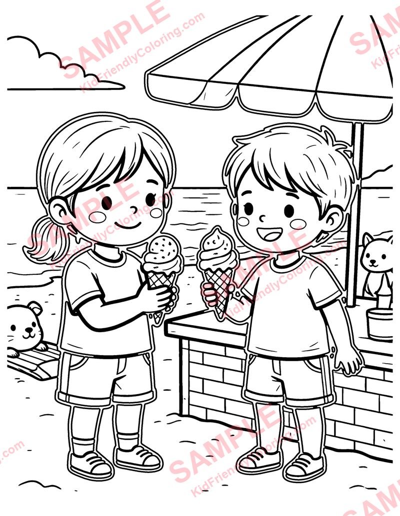 Ice Cream Stand coloring page preview