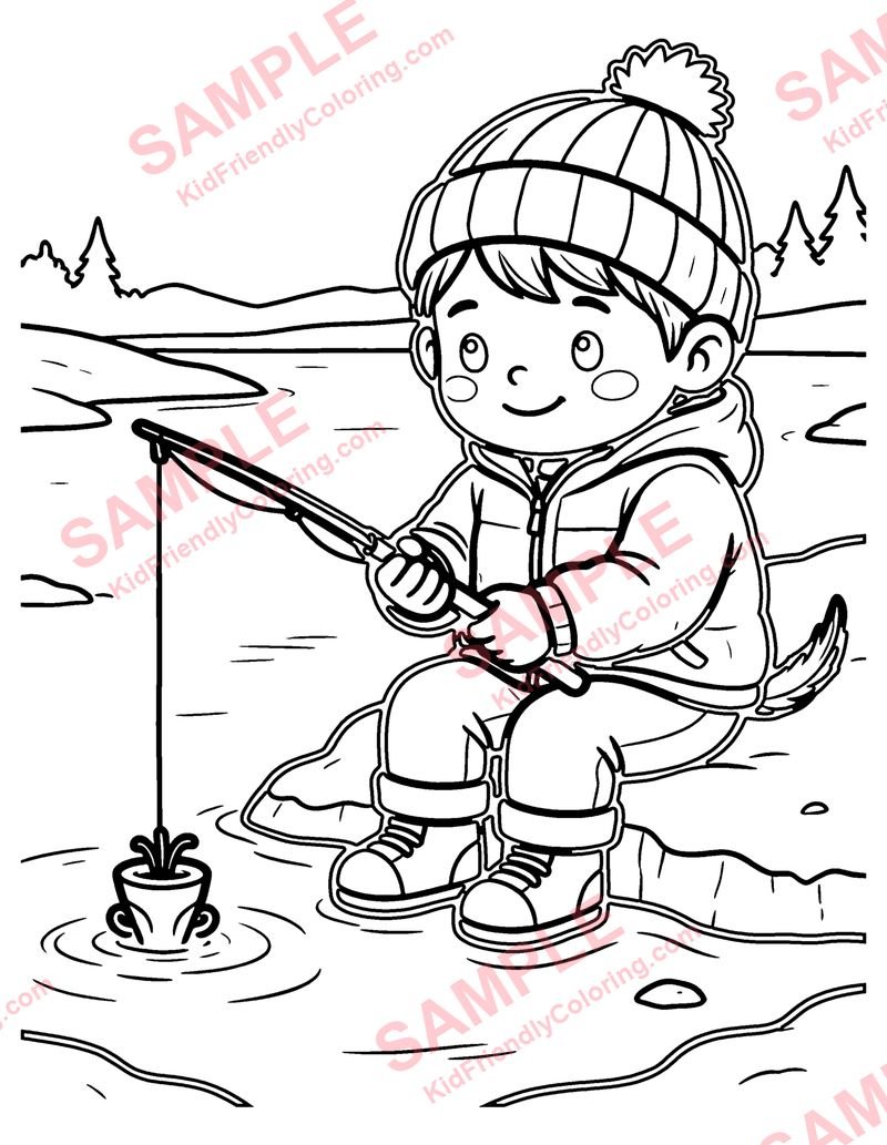 Ice Fishing coloring page preview