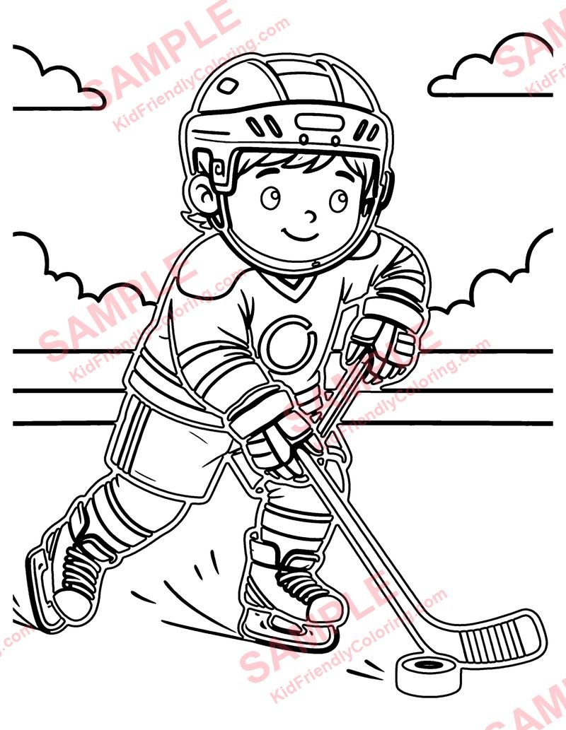 Ice Hockey coloring page preview