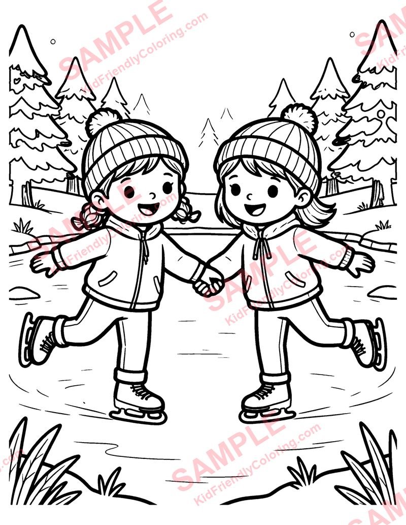 Ice Skating coloring page preview