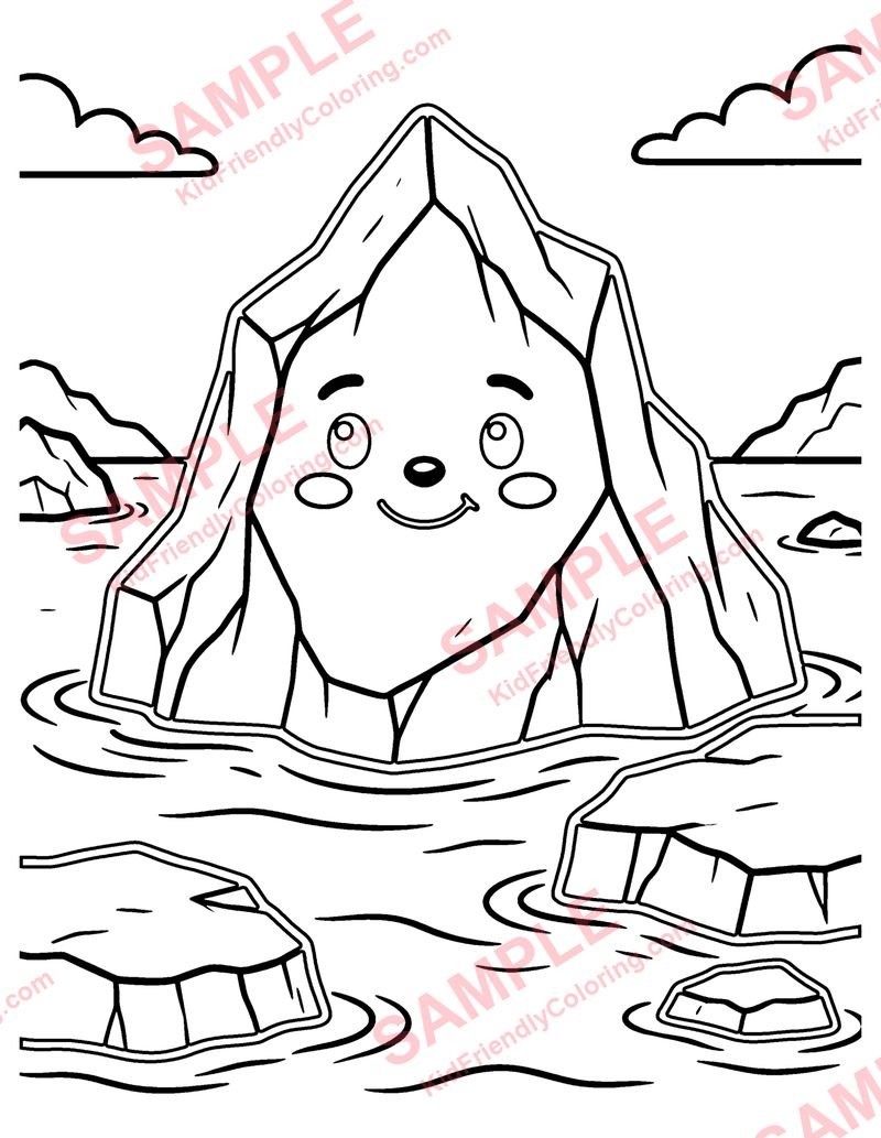 Icebergs coloring page preview