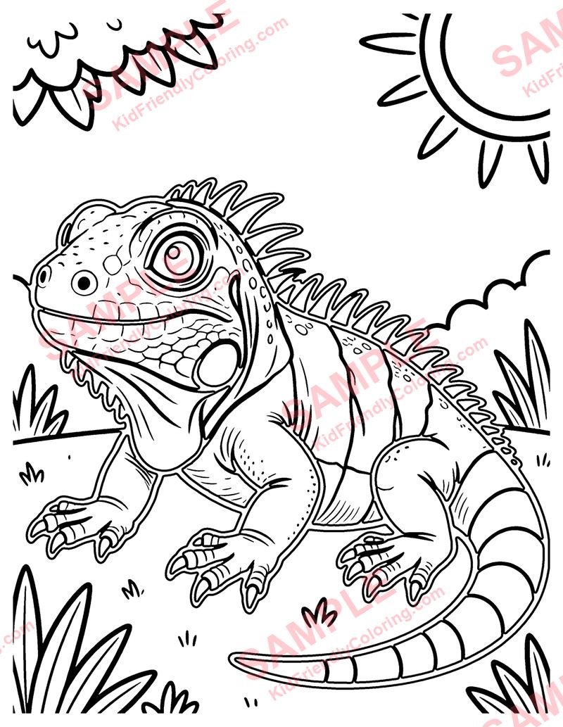 Iguana coloring page preview