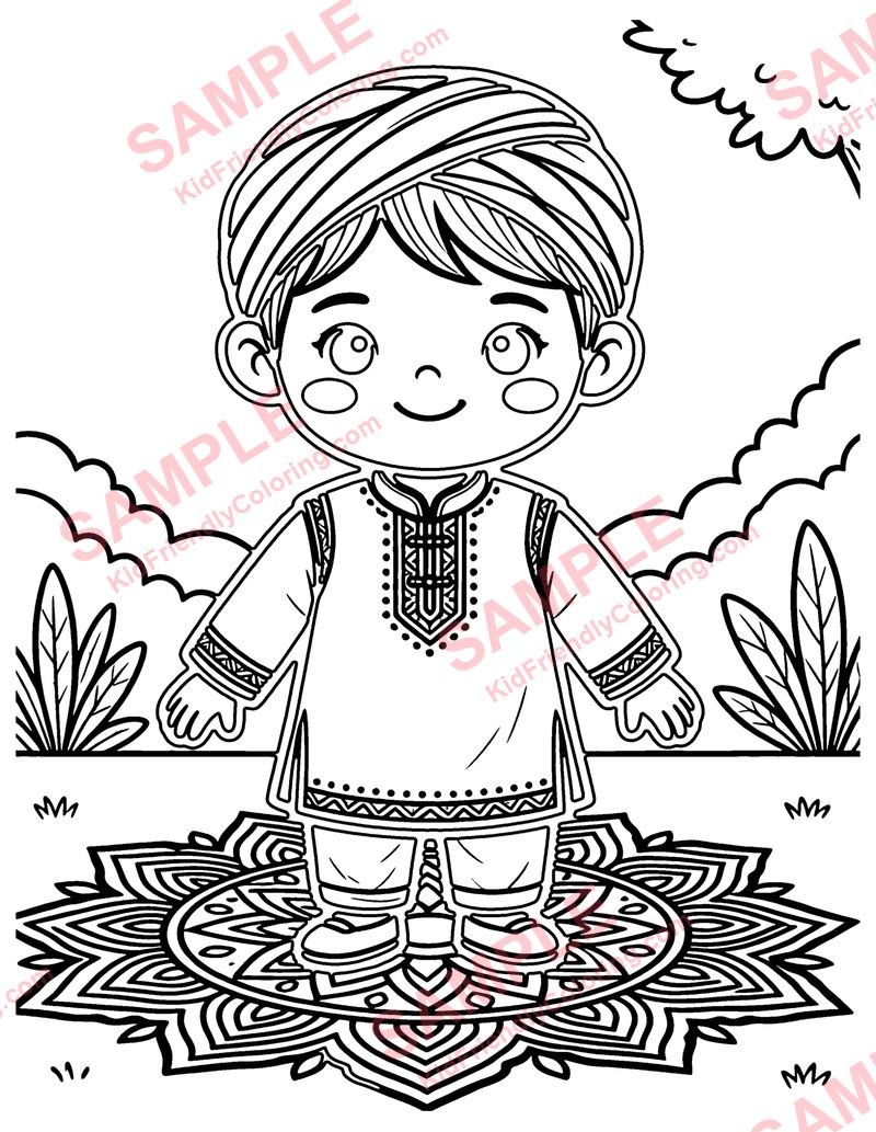 India coloring page preview