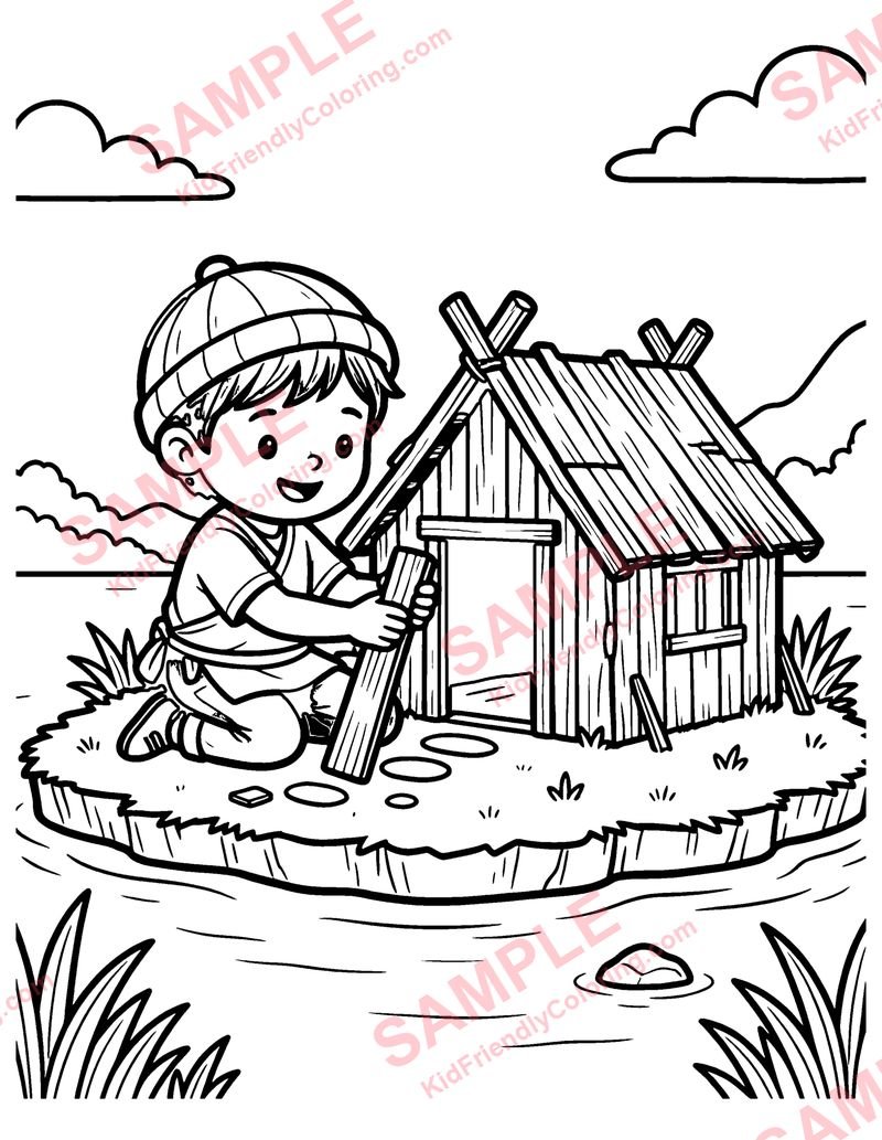 Island Castaway coloring page preview