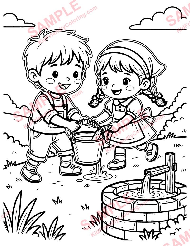 Jack and Jill coloring page preview