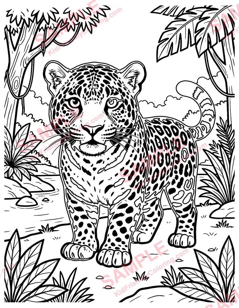 Jaguar coloring page preview