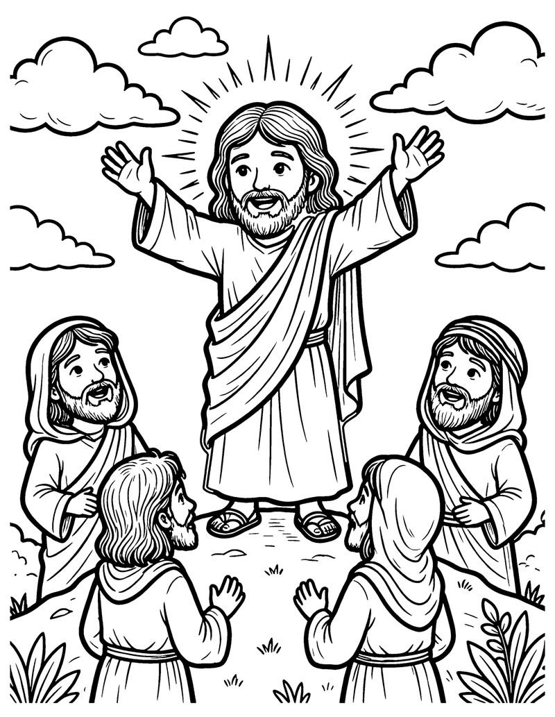 Jesus Goes Up to Heaven coloring page preview