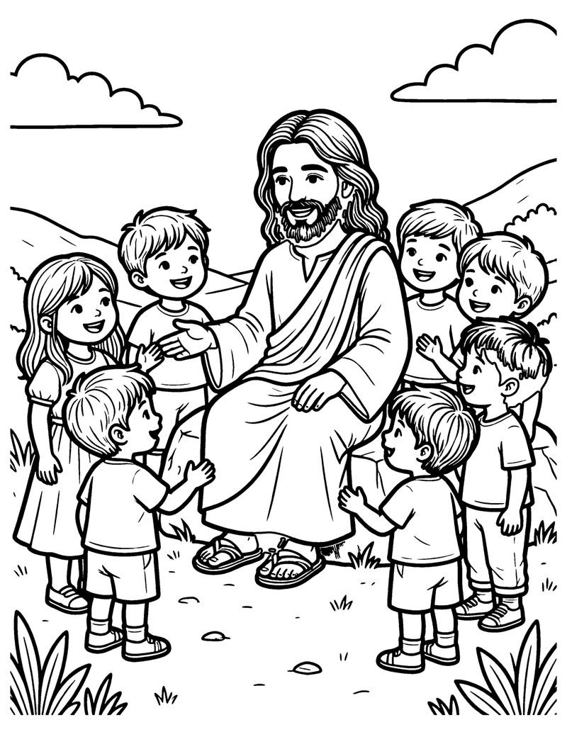 Jesus Loves the Children coloring page preview
