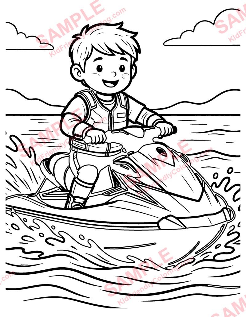Jet Ski coloring page preview