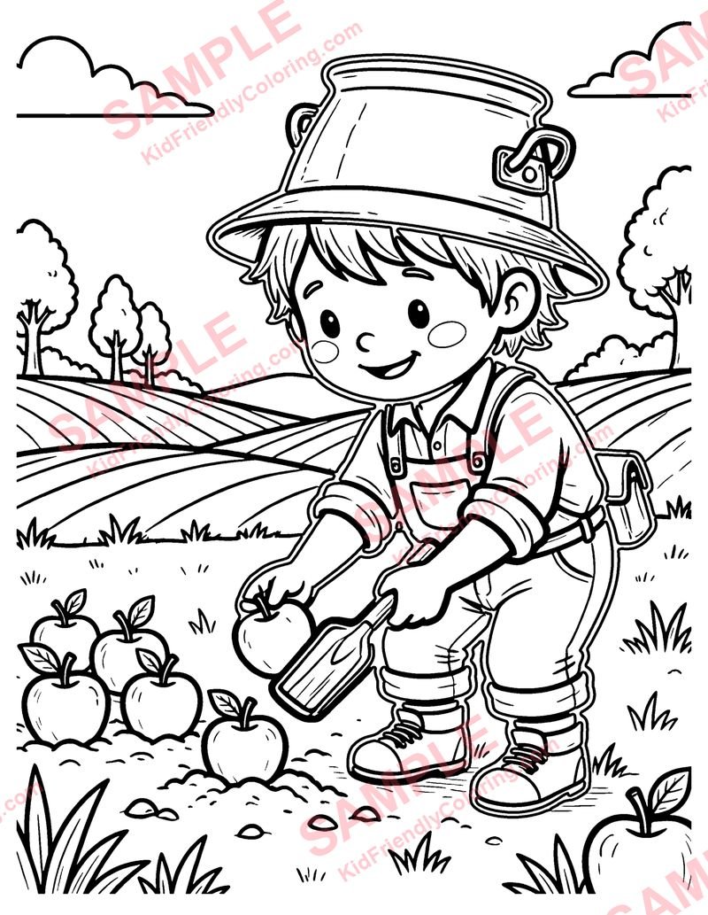Johnny Appleseed coloring page preview