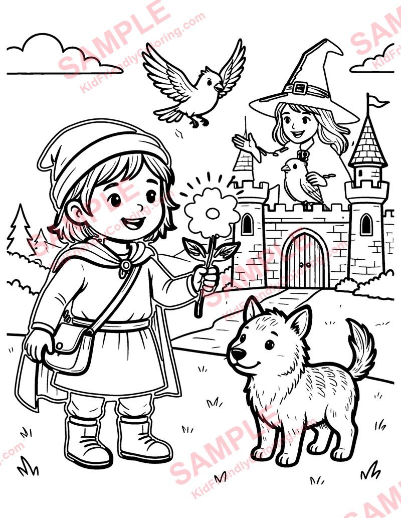 Jorinde and Joringel coloring page preview