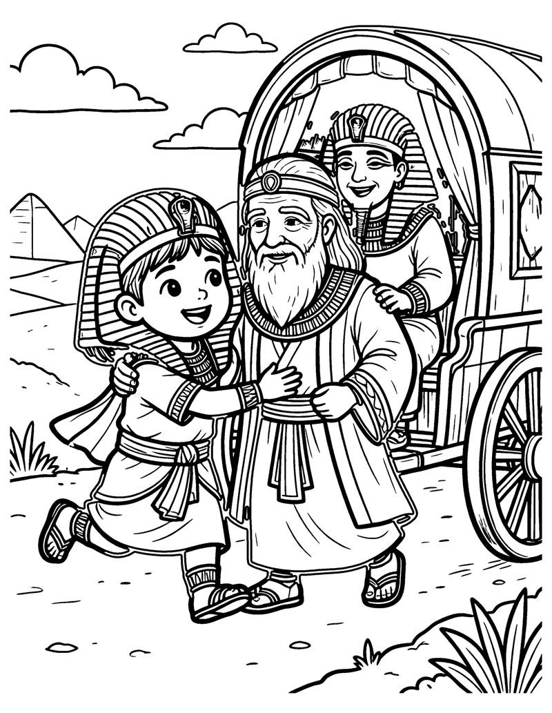 Joseph Hugs His Father coloring page preview