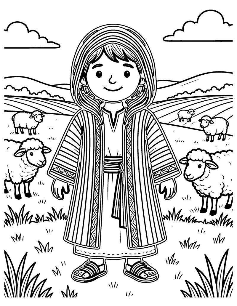 Joseph's Coat of Many Colors coloring page preview