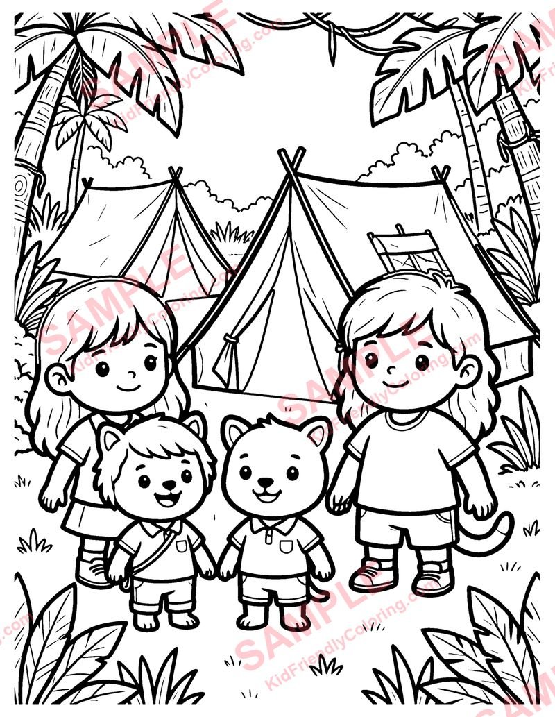Jungle Camp coloring page preview
