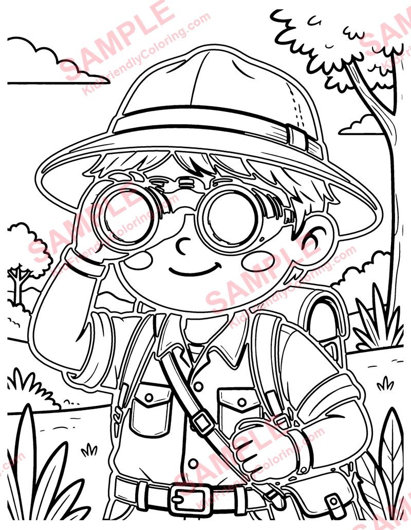 Jungle Explorer coloring page preview