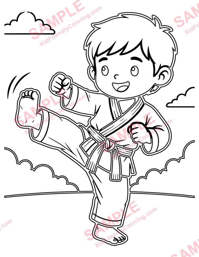 Karate coloring page preview