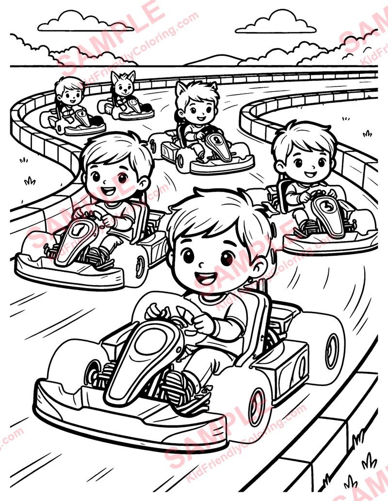 Kart Racing Game coloring page preview