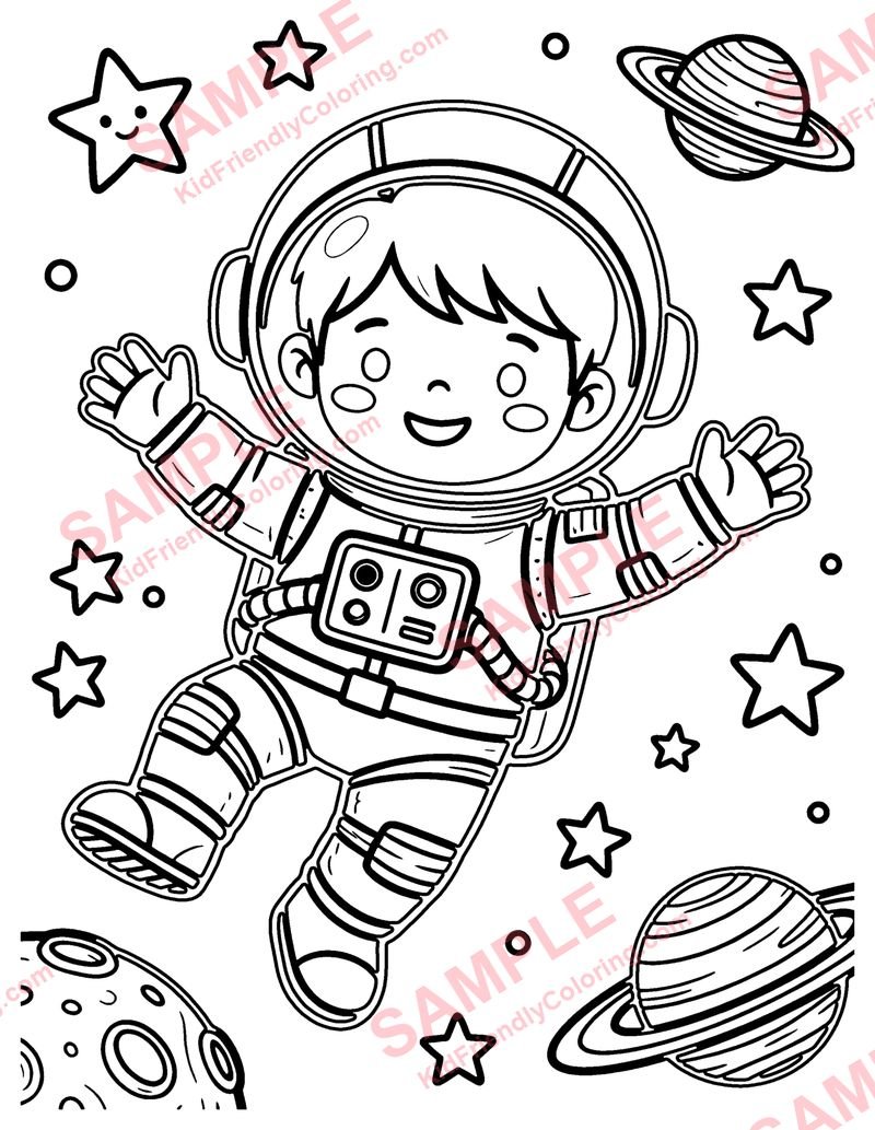 Kid Astronaut coloring page preview