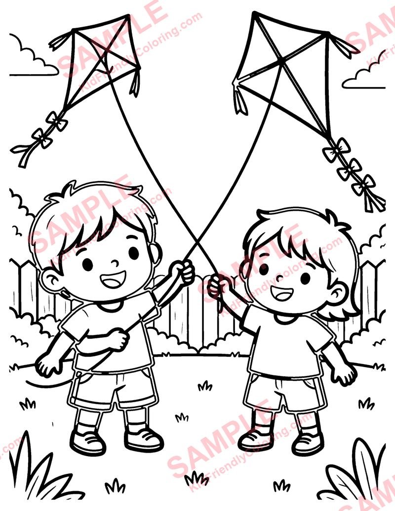 Kite Contest coloring page preview