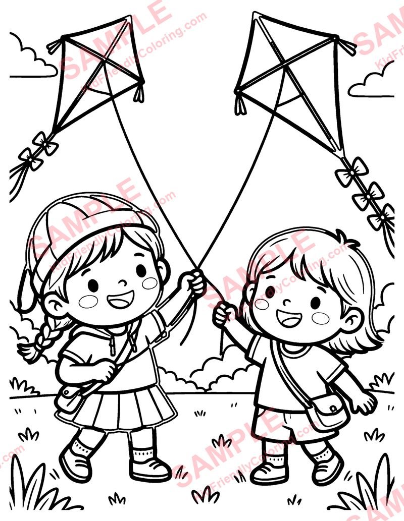 Kite Day coloring page preview