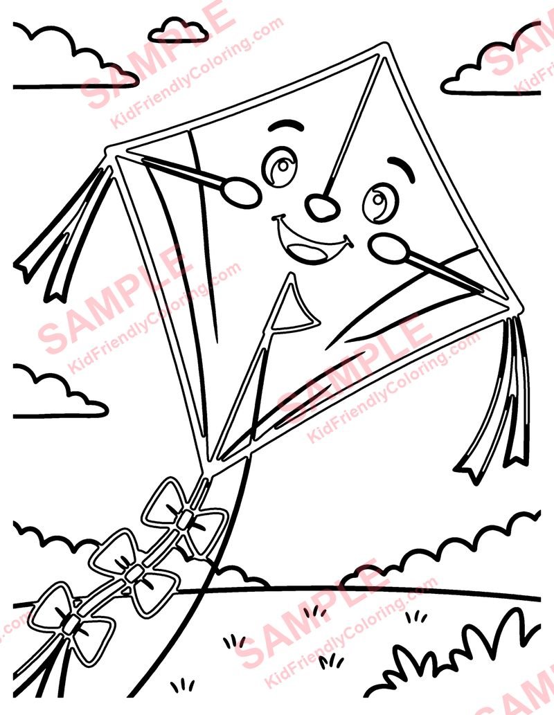 Kite coloring page preview