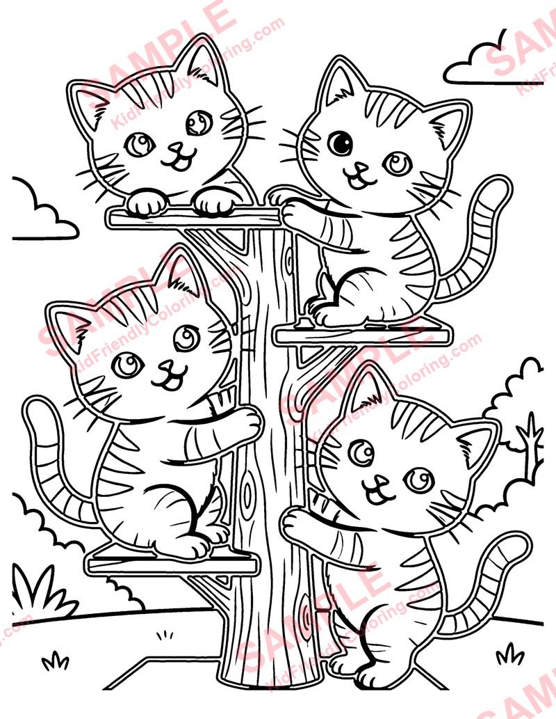 Kitten Tower coloring page preview