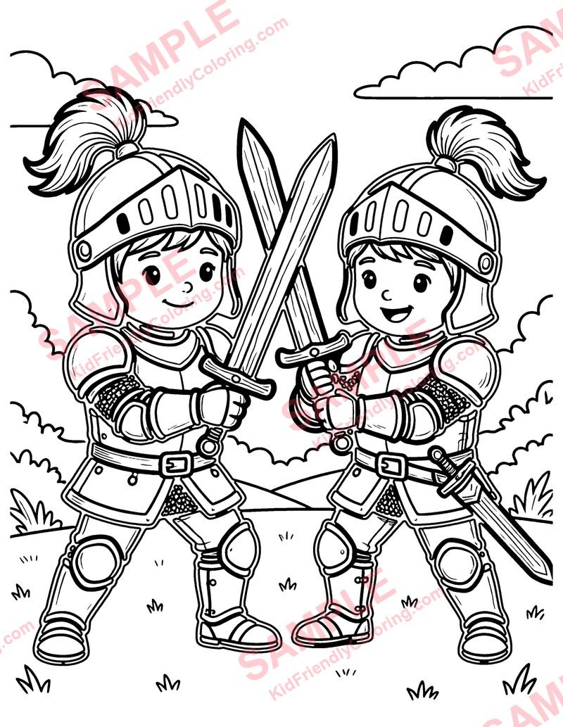 Knight Training coloring page preview