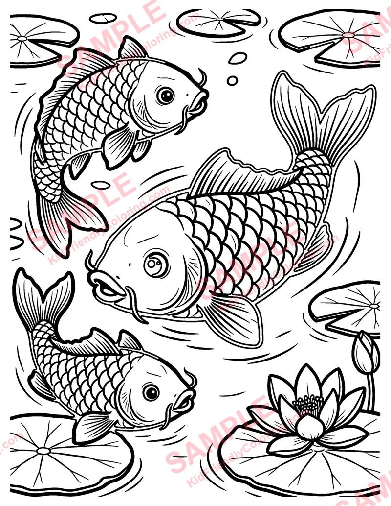 Koi Pond coloring page preview