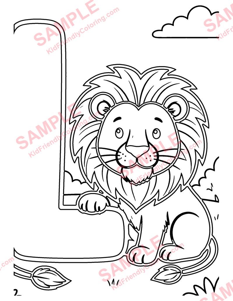 L Is for Lion coloring page preview