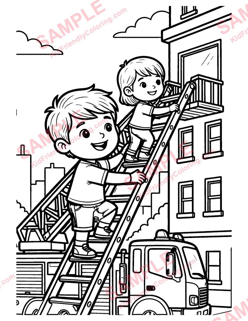 Ladder Truck coloring page preview