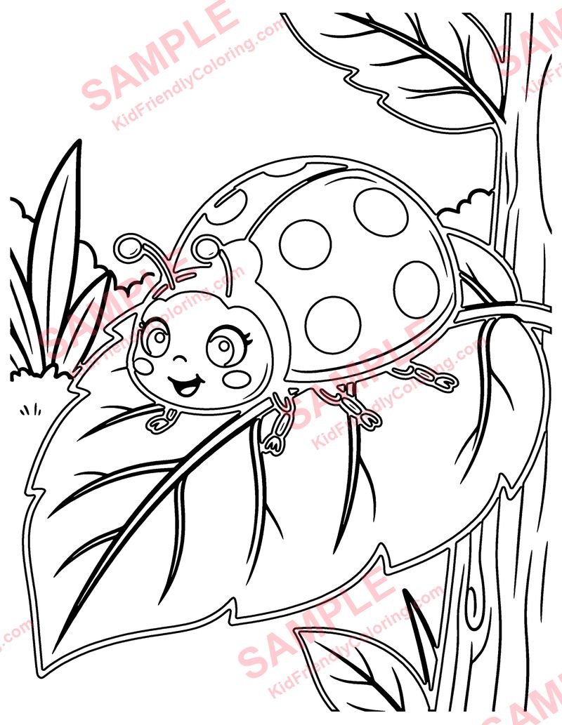 Ladybug Leaf coloring page preview