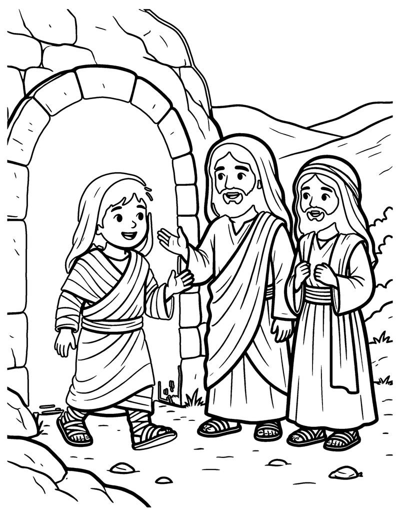 Lazarus, Come Out! coloring page preview