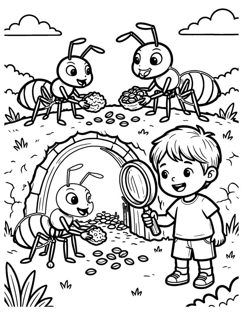 Learn from the Ant coloring page preview