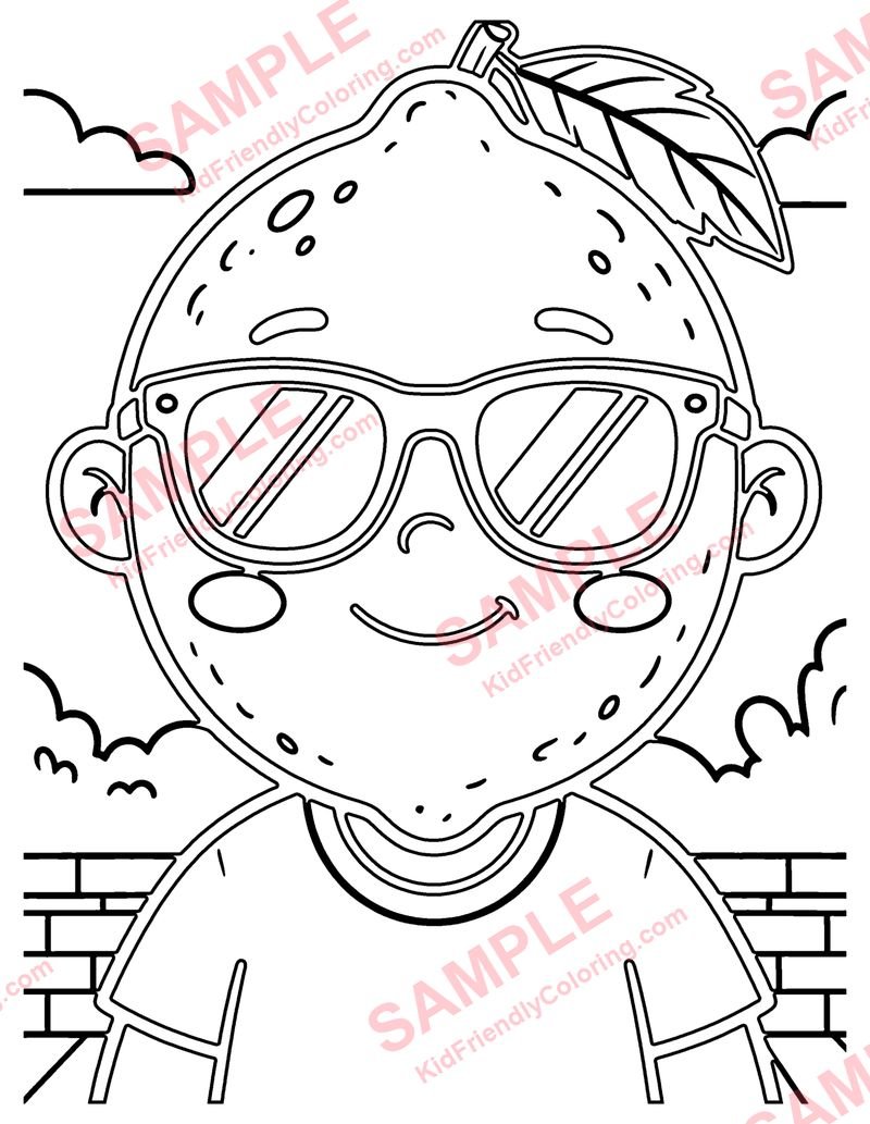 Lemon Sunglasses coloring page preview