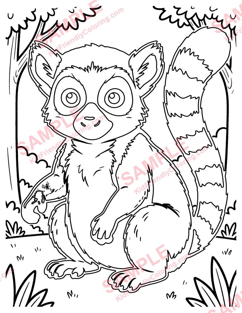 Lemur coloring page preview