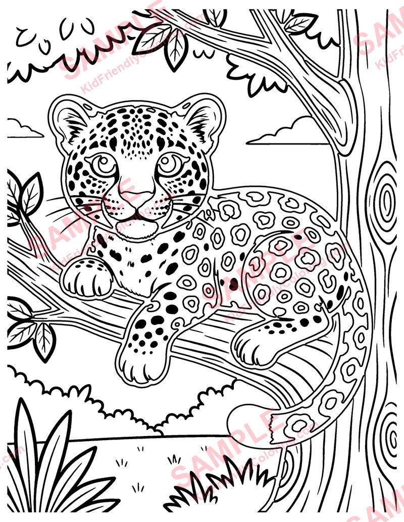Leopard coloring page preview