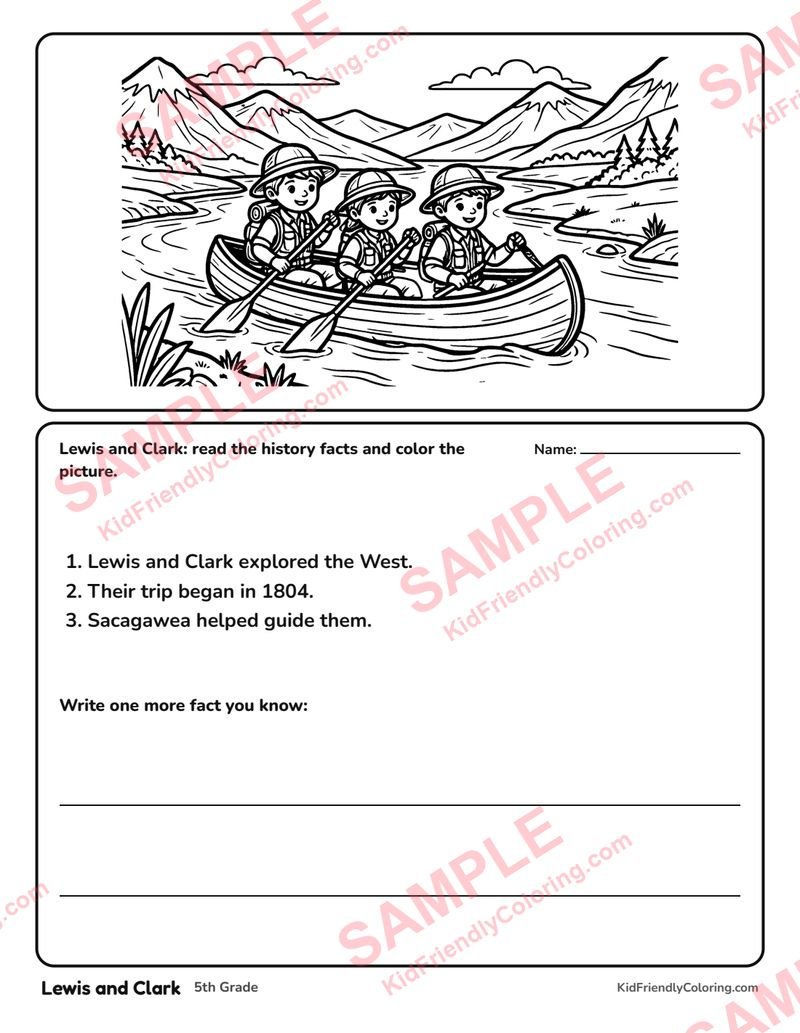 Lewis and Clark coloring page preview