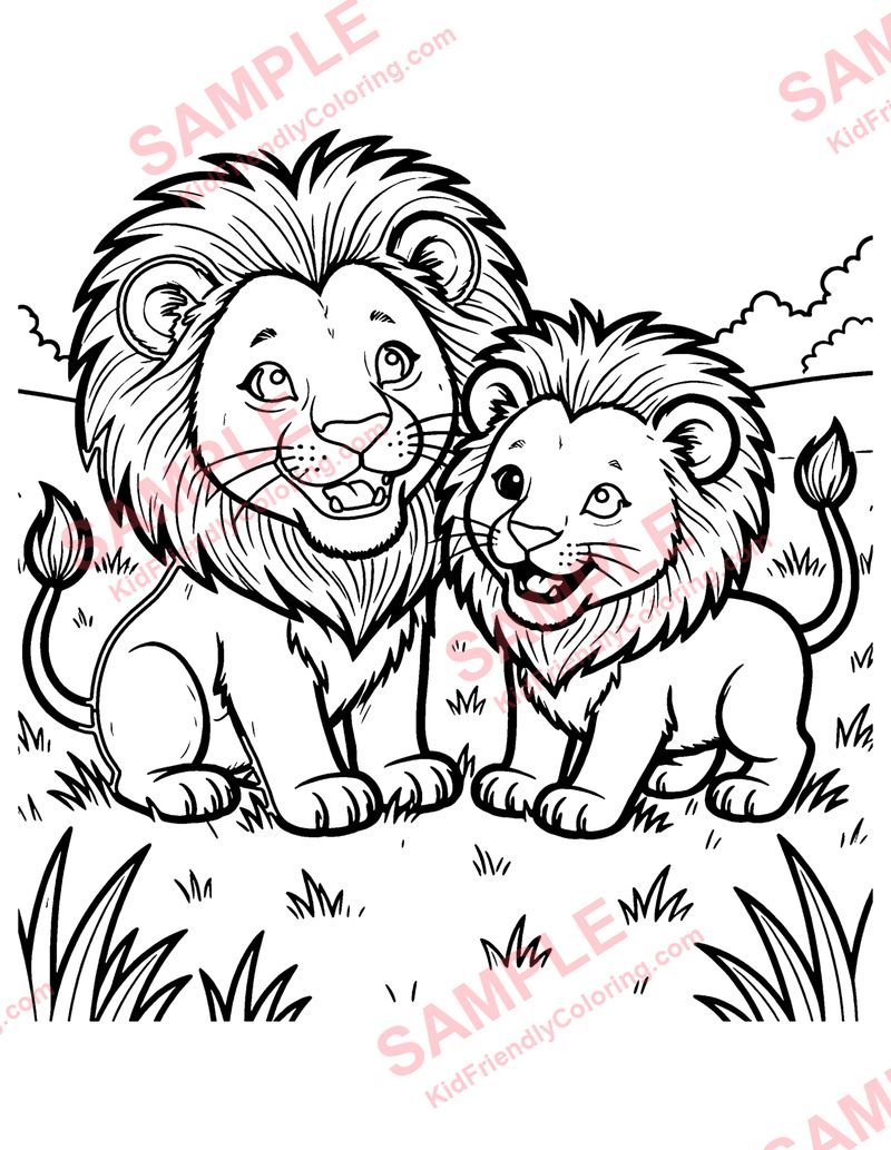 Lion Cubs coloring page preview