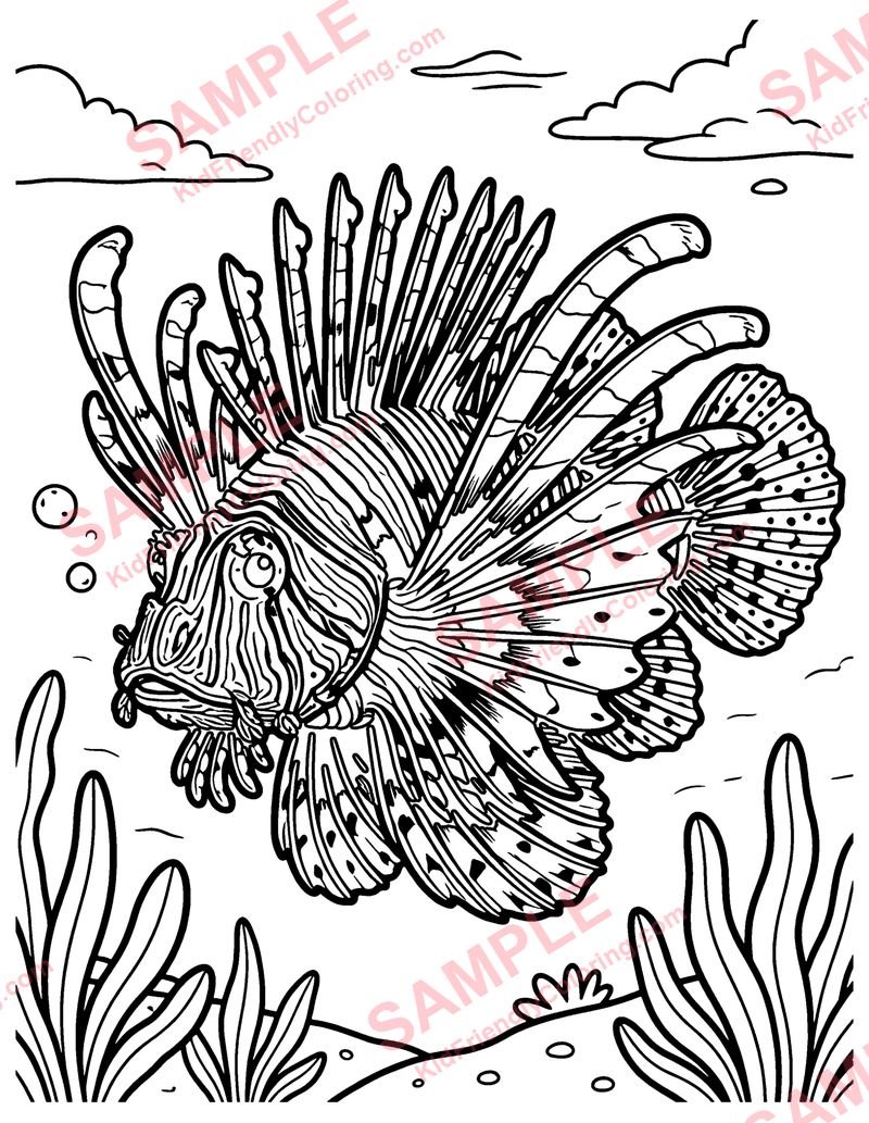 Lionfish coloring page preview