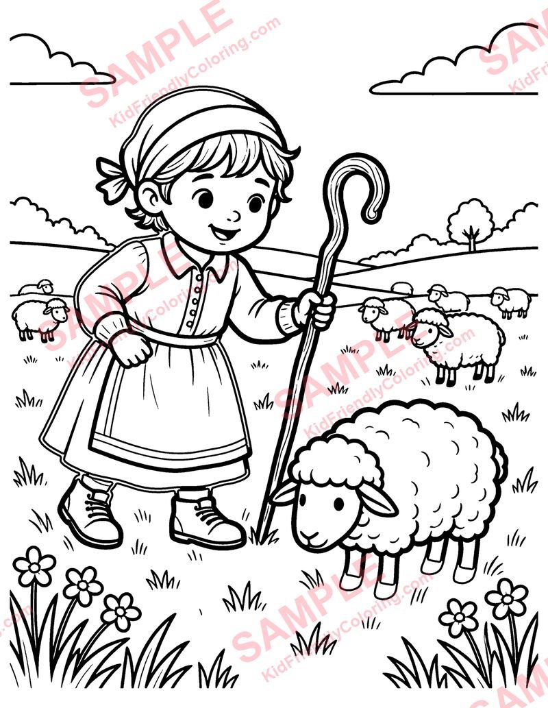 Little Bo Peep coloring page preview