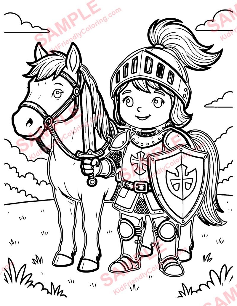 Little Knight coloring page preview
